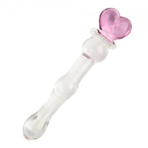 IKOKY Sex Toys for Women Crystal Masturbator for Female Vaginal and Anal Stimulation Pink Heart Butt Plug Anal Beads Glass Dildo