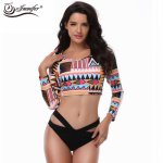 2018 New Large Size Split Long Sleeve Bikini Sexy High Split Bikini Swimsuit L - 5XL