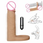 10 Speed Vibrating Dildo With Penis Ring Strapon Real Penis Anal Dildo Plug Prostate Stimulator Masturbator Sex Toys For Couples