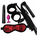 YEMA 5PCS/Set Sex Bondage Bullet Anal Butt plug Whip Handcuffs Eyepatch Multi-Speed Wand VIbrator Sex Toys for Couple Adult Game