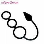 Gourd Type Penis Rings Anal Sex Toys Butt Plug Silicone Prostate Massager Three Cock Ring Delay Lasting Ring Sex Toys for Men O3