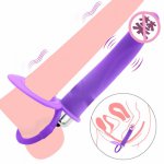 Double Penetration  Vibrator  Penis Strapon Dildo Vibrating jelly, Strap On Penis Anal Plug for Man, Adult Sex Toys for Beginner