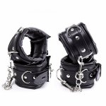 Black&Khaki PU Leather Soft Sponge Padded Bondage Handcuffs,Fetish Hand Wrist Cuffs Ankle Cuffs BDSM Restraint Adults Sex Toys 