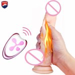 Mlsice, MLSice Wireless Remote Control Realistic Dildo Vibrator Automatic Thrusting Telescopic Penis Heating Thruster Sex Toys for Woman