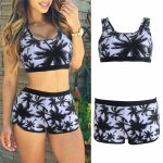 THINKTHENDO Sexy Women Crop Tops High Waist Shorts Floral Bikini Set Beach Swimwear Swimsuit THINKTHENDO