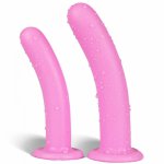 2 Size Pink Silicone Anal Plug Anal Ass Massage Stick with Suction Cup Vaginal G-spot Stimulation Masturbation Adult Sex Toys.