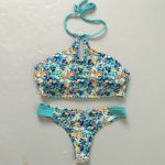 2018 New Beach wear Bikini Crop Top High Neck Swimsuit Tropical Bathing Suit Padded Swimwear Sexy Push Up Brazilian Bikini E625