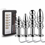 4sizes metal electro shock anal plug sex toys Electro shock ButtPlug gay sex toys  Medical Themed Toys Masturbator Electro dildo