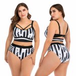 SEBOWEL Women Sexy Plus Size Bikini Set Two Piece Swimsuit High Waist Black Peplum Tankini Swimwear Plus Size Bathing Suit 2019