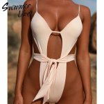 Sexy black one piece swimsuit female bathing suit Brazilian thong bikini 2019 Push up bandage swimwear women Monokini string new