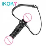 IKOKY Double Dildos Realistic Penis Bandage Wearable Dildo Head Strap on Strapon Mouth Gag Sex Toys for Women Adult Products
