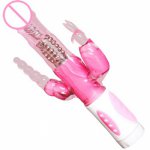  12 Speed Vibration Bunny Triple Pleasure Vibrator G-Spot Clit Stimulator Anal Plug Rotation Dildo Sex Toy for Women