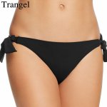 Trangel Black Bikini Bottom Brazilian Swimwear Women Adjusted Panties Sexy Briefs Solid Swimsuit Two-Piece Separates Underwear 