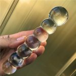 transparent glass anal beads dildo 7-balls beaded glass butt plug anal ball anus dilator g spot stimulator sex toys for adults