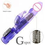 12 Speed Strong Rabbit Vibrator,Mute G-spot Massager Transparent Rotating Beads Female Vaginal Masturbator Sexy Toys For Women