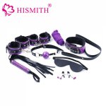 Adults Game 8PCS Handcuffs Sex toys for couples BDSM Bondage Kit Set Leather Nipple Clamps Whip Collar Erotic Toy Restraint