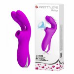 Pretty love 7 function vibrator 7 speed suction auto cleaning silicone rabbit g spot rechargeable clitoris massager sex toy 