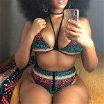 High Waist Zipper Swim Suit women Bikini 2019 African Print Two-Pieces Bathing Suit Sexy Geometric Swimwear Swim suit biquini