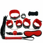 7 pcs/Set Bdsm Bondage Restraint Sex Toy for Couples Adult Games,Foot Handcuffs Whip Collar Erotic Toy PU Leather Sexy Toys