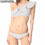 SUNRAINBOW Bikini Set 2019 Sexy Dot Swimwear Women Bikini Swimsuit Ruffle Brazilian Bandage Halter Beach Wear Bathing Suits