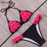 Biseafairy 2019 New Mini Micro Brazilian Bikini Women Swimwear Summer Sexy Bikini Set Floral Halter Swimsuit Beach Bathing Suits