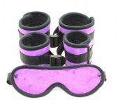 velvet Sex Restraints kit: furry handcuffs,ankle cuffs and blindfold,soft adult sex restraints for couples,beginners sex toys