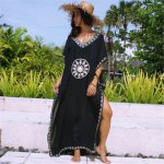 Lady Charming Sexy Bathing Suit Robe Beachwear Swimwear Bikini Tunic Cotton Embroidered Cover Up Kaftan Women Summer Dress