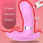 20 Speed G Spot Telescopic Vibrating Panties Wireless Remote Control Butterfly Vibrator Thrusting Vibrator Sex Toys for Woman