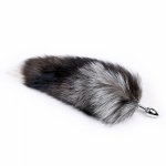 Fox, Fox tail stainless steel metal anal dildo butt plug with animal fur SM adult game sex toy for gay men women couple masturbate