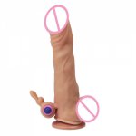 Male triple penis sleeve extender vibrator,reusable Dual cock ring anal plugpenis sleeve condom, sex toys for dildo realistic