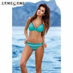 SAMEGAME 2019 New Arrival Sexy Push Up Swimwear Women Swimsuit Female  Bikini Summer Bandeau Printed Halter Beach Bathing Suit