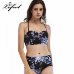 Lefeel Cross Bandage Bikinis 2019 Backless Swimsuits Sexy High Waist Swimwear Women Leaf Print Biquinis Push Up Bikini Set     