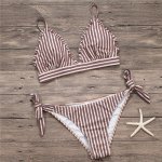 2018 Sexy Bikini Set Push Up Women Swimwear Swimsuit Female Retro Striped Swim Suit Ruffle Frilled Bikinis Tie Bottoms