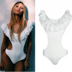 2019 Brand New Women Sexy Bathing Suit Solid Ruffles One Piece Swimsuit Swimwear Cut Hollow Out Bikini Beachwear