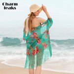 Charmleaks Women Beach Cover Up Kimono Sexy Bikini Chiffon Cover-Ups See-through Cardigan Swimsuit Women Swimwear Beachwear