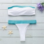 White and Blue Patchwork Bikini Set 2019 Hot Biquini Bandeau Sexy Swimwear Women Brazilian Bikinis Thong Swimsuit Bathing Suit