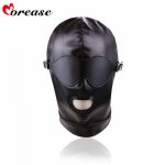 Morease Sexy Bondage PU Leather Hood BDSM Erotic Adult Games Fetish Mouth Mask Sex Toy For Woman Male Couple Restraint