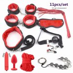 Sex Handcuffs Nipple Clamps Whip Mouth Gag Sex Mask Anal Plug Vibrator BDSM Bondage Set Erotic Sex Toys for Woman Men Adult Game