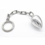 Stainless steel long chain big anal ball expander butt plug cock ring sex toys for men anus dilator plugs penis rings buttplug