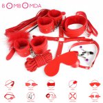 10PCS Set BDSM Bondage Slave Game Handcuffs Nipple Clamps Gag Whip Rope Blindfold Collar Tickler Sex Products for Adults Couple