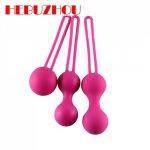 HEBUZHOU 3pcs/lot 100% SIlicone Female Balls Weighted Woman Kegel Vaginal Tight Exercise Vibration Massager Sex Toys for Women