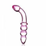 Pink Color Glass Dildo Double Ended Use Anal Dildo Balls Sex Toys For Woman Men Crystal Anal Butt Plugs Glass Sex Toys.