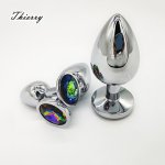 Thierry 3 pcs/set Colorful Metal Crystal Anal Plug Stainless Steel Anal Butt Plug discreet pack Sex Toys Products for Men Couple