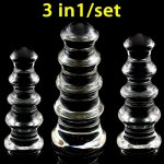 3Pcs/set Pagoda glass anal plug anal dilator expander big butt plug anal beads buttplug sex toys for woman vagina anal beads