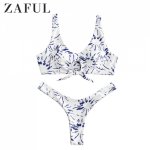 ZAFUL Printed Knot Tank Padded Bikini Set Women Sexy Brazilian Beach Swimsuit Female Swimwear Bathing Suit Biquinis 2019