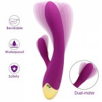 G Spot Dildo Rabbit Massage Vibrator for Women,Dual Vibration Multispeed Waterproof Female Vagina Clitoris Sex Toys Massager