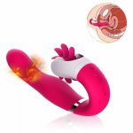 Tongue Licking Clitoris Stimulator,Dual Motors Rolling G Spot Vibrator,Heating Chargeable Female Masturbator,Sex Goods for Women