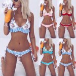 Misshow 2019 Sexy Bandage Floral Printed maillot de bain Halter Bathing Suit Swimwear Women Brazilian Bikini Monokini Swimsuit