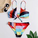 Women Summer Sexy Print Swimwear Beachwear Siamese Swimsuit Bikini Set  Women Irregular Suspenders Bikini split suit A3044