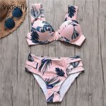Vikionfly Super Push Up Swimsuit Bikini Women 2019 Printed Bandage Swimwear Brazilian Bikini Set Sexy Bathing Suit For Pink